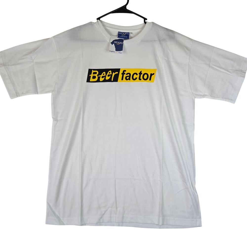 VTG Spoofs Beer Factor FearFactor tshirt NWT Mens XL White 0864